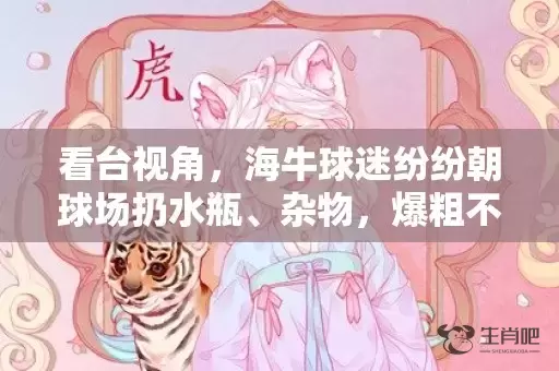 看台视角，海牛球迷纷纷朝球场扔水瓶、杂物，爆粗不断插图